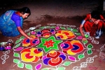 deepika rangoli video, how to make rangoli designs with dots, spiritual and cultural significance of making rangoli outside the house, Krushna